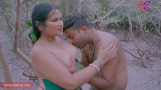 Busty Aunty having outdoor sex in a forest in porn web series