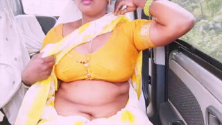 Telugu escort aunty in saree was having sex while driving the car